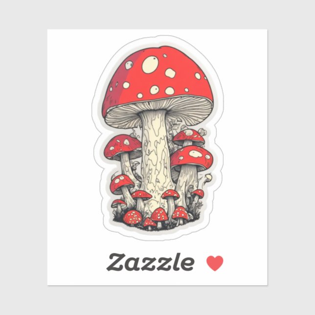 Sticker De belles aventures champignon dans la forêt encha (Feuille)