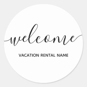Sticker de bienvenue blanc de location de vacances