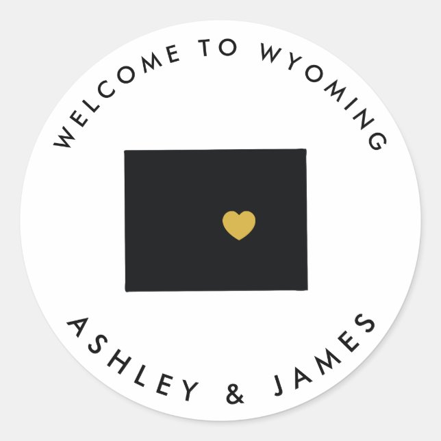 Sticker de bienvenue Mariage Wyoming Tag Gold (Devant)