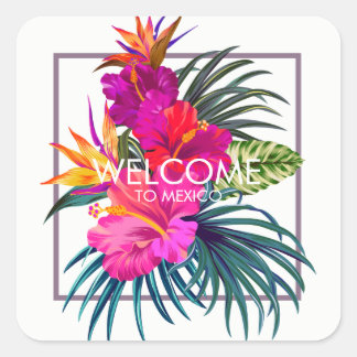Sticker de bienvenue pour Bouquet floral tropical