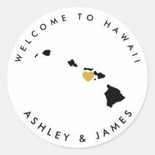 Sticker de bienvenue pour Mariage Hawaii pour sac 
