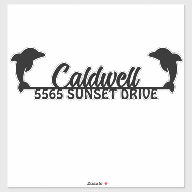 Sticker de boîte aux lettres Dolphin Adresse perso (Feuille)