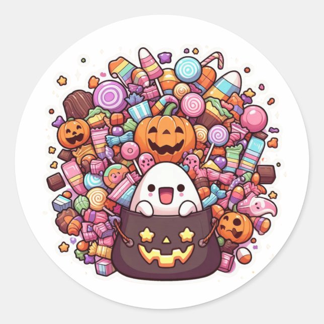 Sticker de bonbon d'Halloween Kawaii Ghost (Devant)