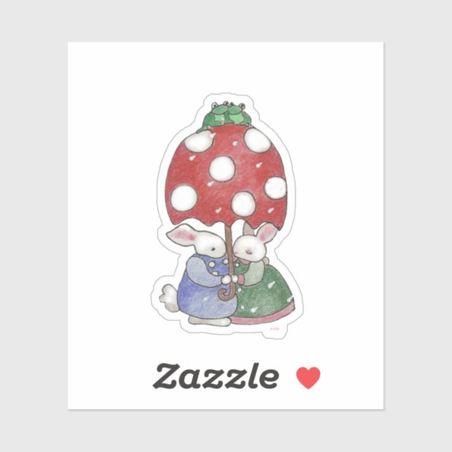 Sticker de Bunnies de pluie (Feuille)