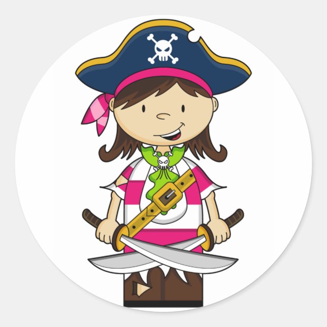 Sticker de capitaine de pirate fille (Devant)