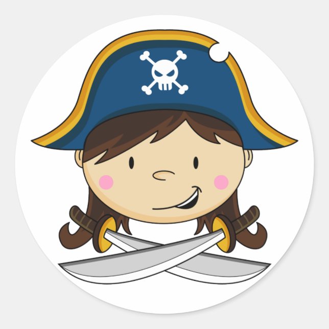 Sticker de capitaine de pirate fille (Devant)