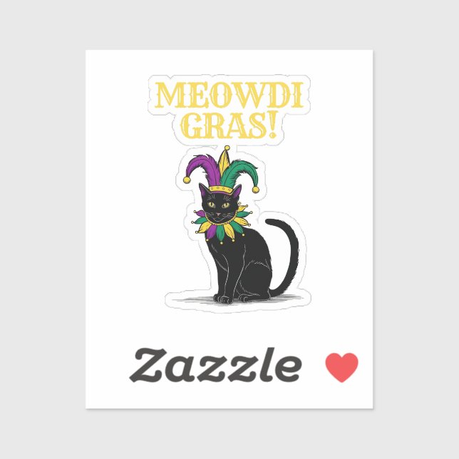 Sticker de chat Mardi Gras, Funny Meowdi Gras Pint (Feuille)