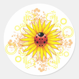 Sticker de coccinelle et de tournesol