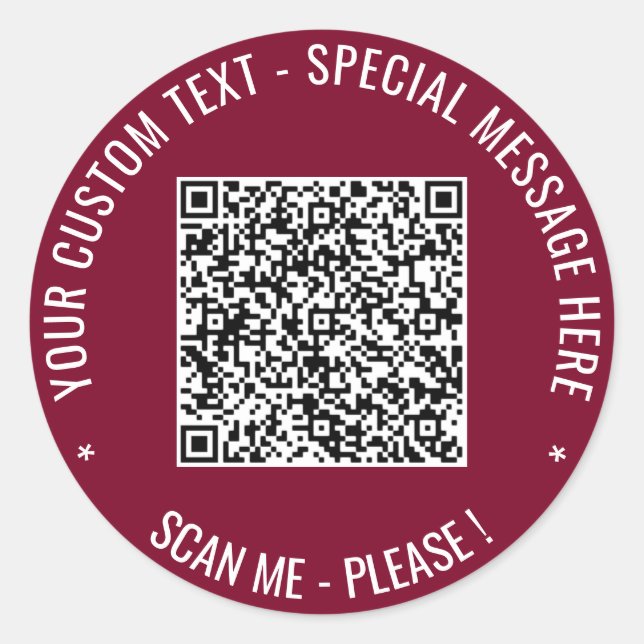 Sticker de code QR avec texte personnalisé Choisir (Devant)