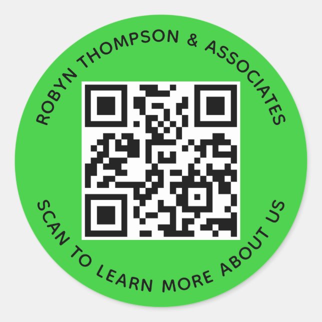 Sticker de code QR vert Lime Rond Affaires personn (Devant)