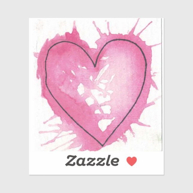Sticker de coeur aquarelle (Feuille)
