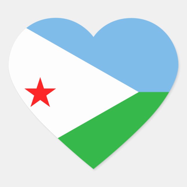 Sticker de coeur du drapeau de Djibouti (Devant)