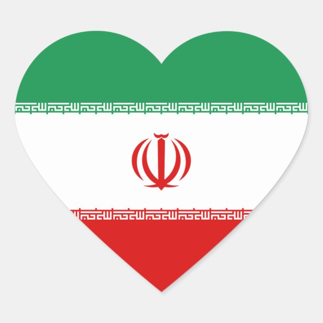 Sticker de coeur du drapeau iranien (Devant)