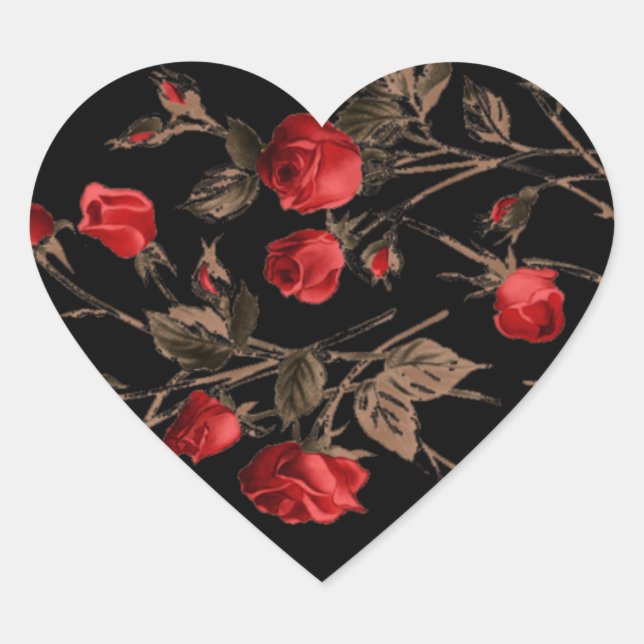 Sticker de coeur gothique des Roses rouges (Devant)