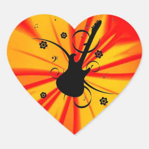 Sticker de coeur guitare