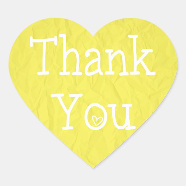 Sticker de coeur jaune Merci (Devant)