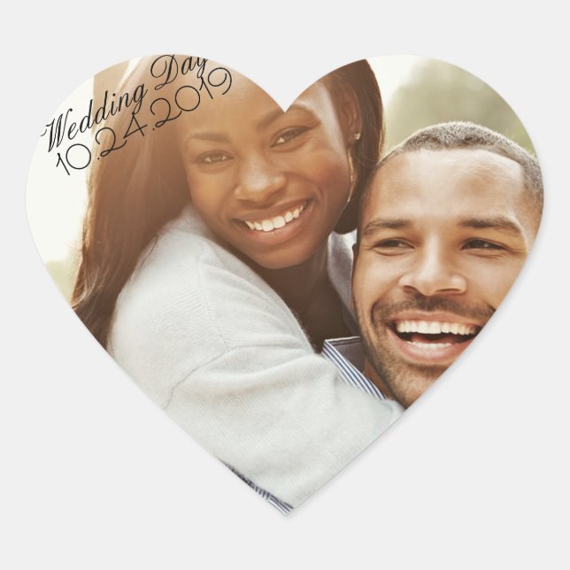 Sticker de coeur photo Mariage date rappel (Devant)