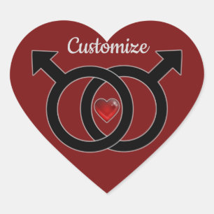 Sticker de coeur rouge de mariage gay
