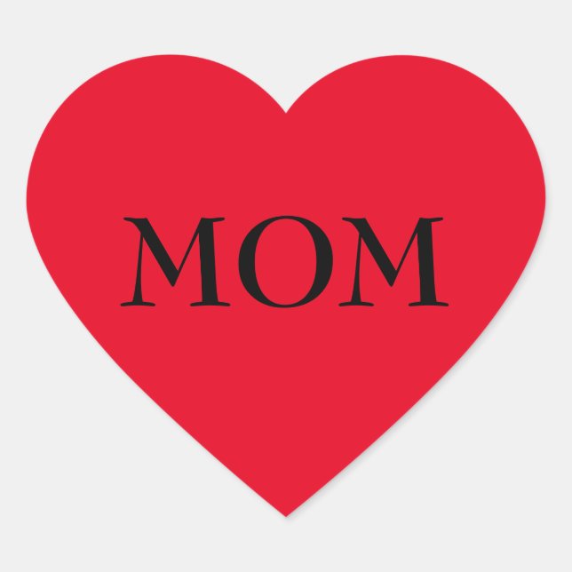 Sticker de coeur rouge disant MOM (Devant)