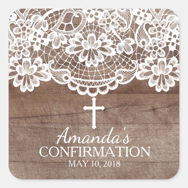Sticker de confirmation de dentelle Vintage en boi (Devant)