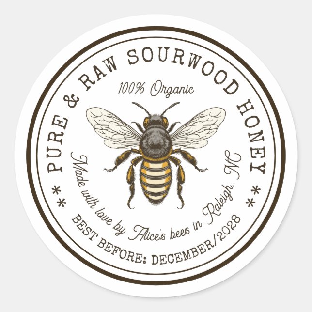 sticker de conserverie au miel de Sourwood avec ab (Devant)