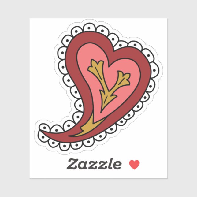 Sticker de contour cardiaque Paisley (Feuille)