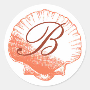 Sticker de coquille de mer monogramme de corail