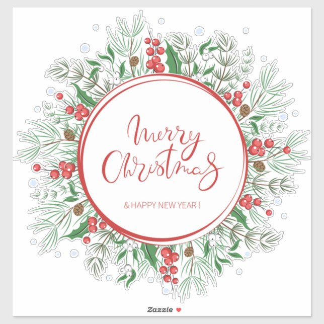 Sticker de couronne de Noël (Feuille)