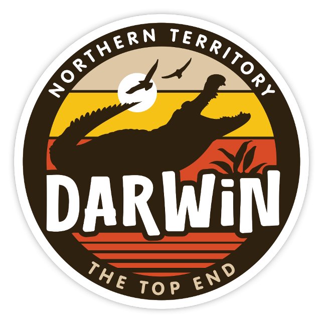 Sticker de Darwin, Territoire du Nord Australie (Darwin, The Top End Northern Territory Retro Round Sticker)