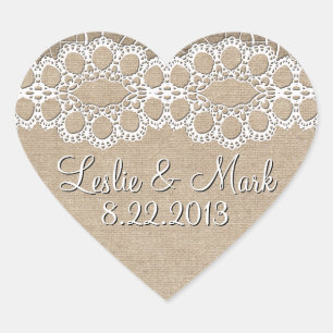 Sticker de date Mariage Burlap and Lace Shabby