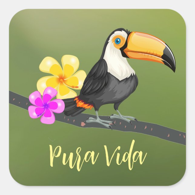 Sticker de design Tropical Toucan Pura Vida (Devant)