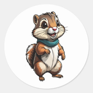 Sticker de dessin adorable Chipmunk avec Turquoise