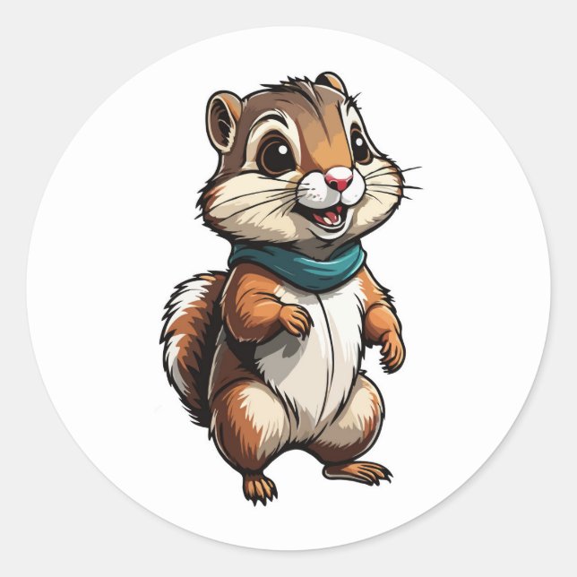 Sticker de dessin adorable Chipmunk avec Turquoise (Devant)