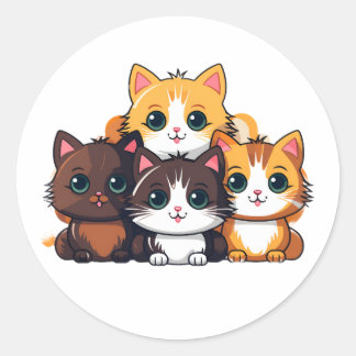 Sticker de famille de chats mignons - Kawaii Anima