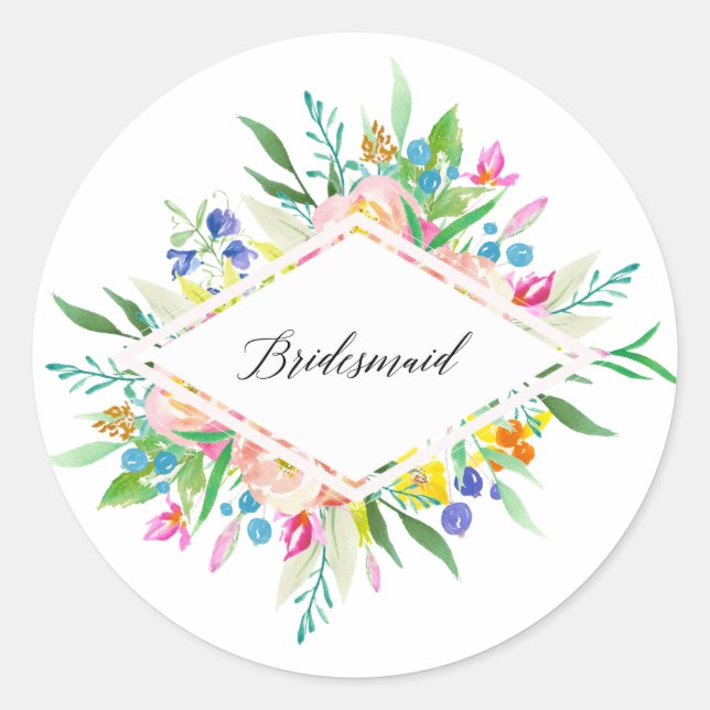 Sticker de femme de chambre en diamant floral (Devant)