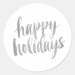Sticker de fermeture Silver Happy Holidays Brossé
