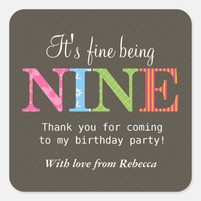 Sticker de fête d'anniversaire à neuf modèles (Devant)