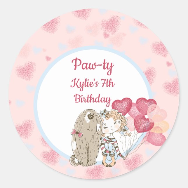 Sticker de fête d'anniversaire de chien de paw-ty (Devant)