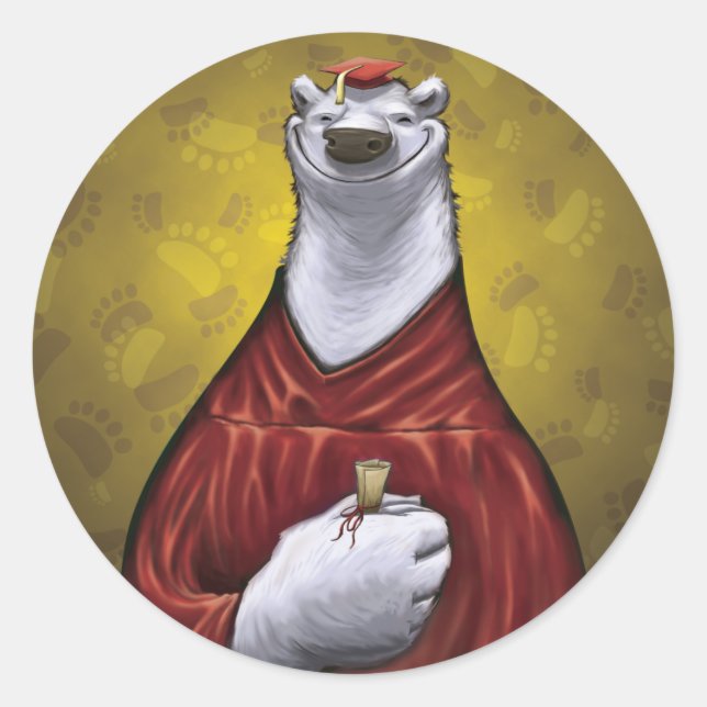 Sticker de fin d'études de l'ours polaire rouge (Devant)