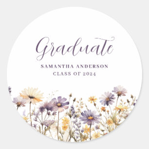 Sticker de graduation florale aquarelle