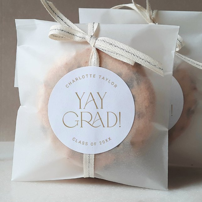Sticker de graduation moderne Fete Gold Yay (Créateur téléchargé)