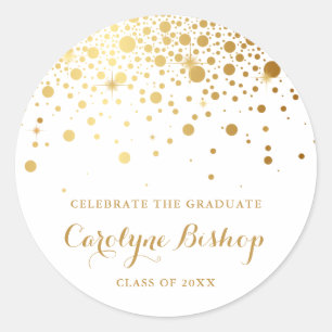 Sticker de graduation personnalisée Faux Gold Conf