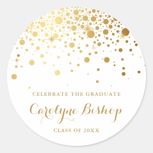 Sticker de graduation personnalisée Faux Gold Conf (Devant)