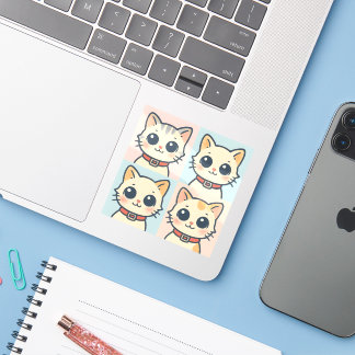 Sticker de grille de chat de dessin mignon