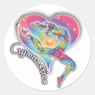 Sticker de gymnastique avec coeur et arc-en-ciel