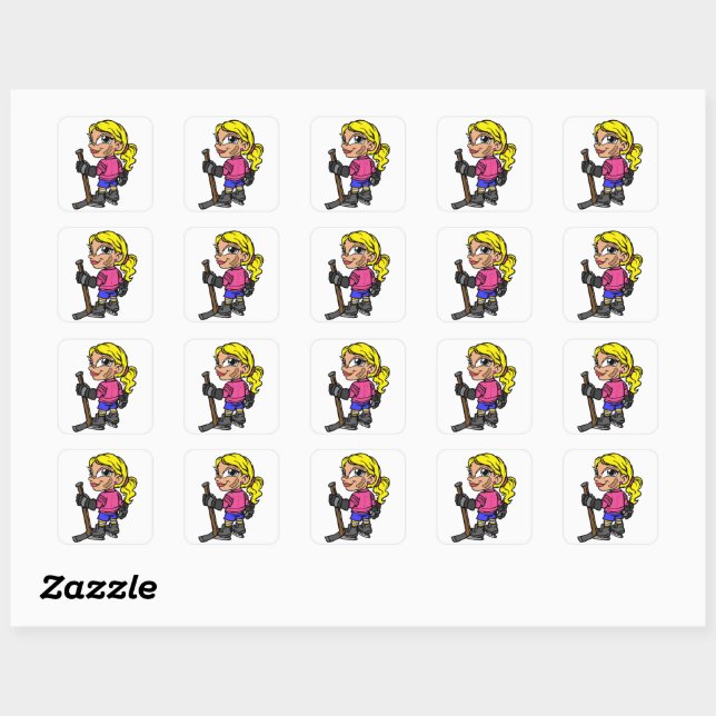 Sticker de hockey fille 2 (Feuille)