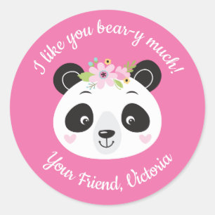 Sticker de jour Panda Face Cute Kids Valentines