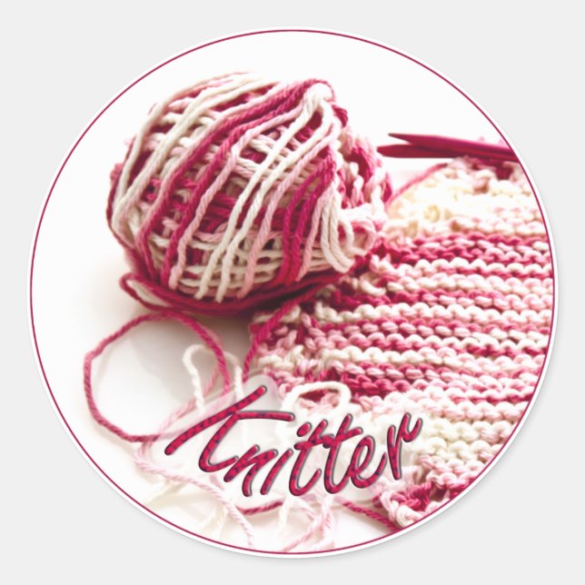 Sticker de Knitter rose et blanc (Devant)