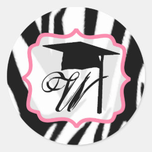 Sticker de la casquette de graduation Zebra & Pink