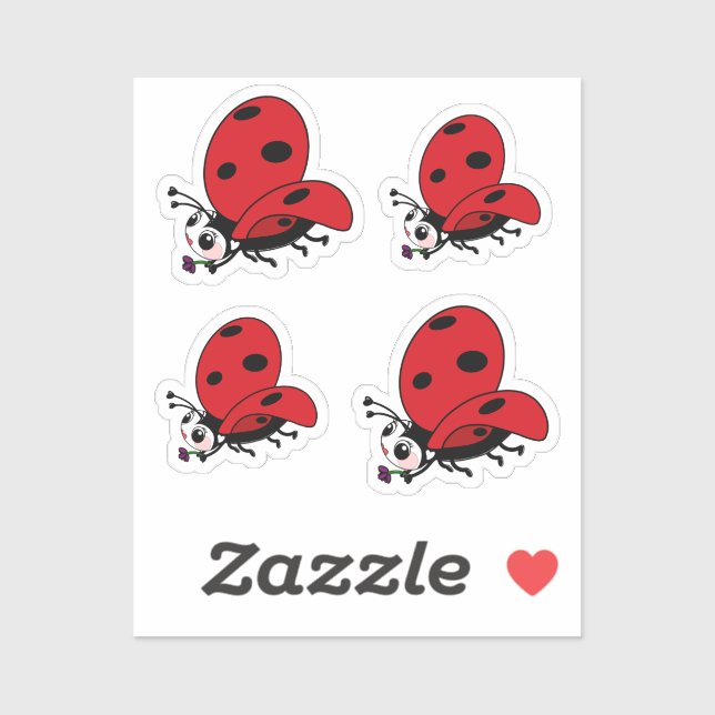 Sticker de la coccinelle des joyeuses ailes (Feuille)